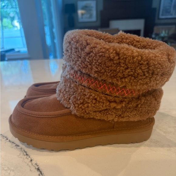 UGG Sheepskin Mini Braid Boots Hardwood Color - Picture 7 of 10